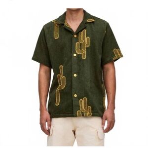 OAS Mezcal Cuba Short Sleeve Terry Shirt with Yellow Cactus Design Mens Xl